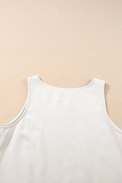 Witte Ricrac-trimtanktop met elastische taille en shorts