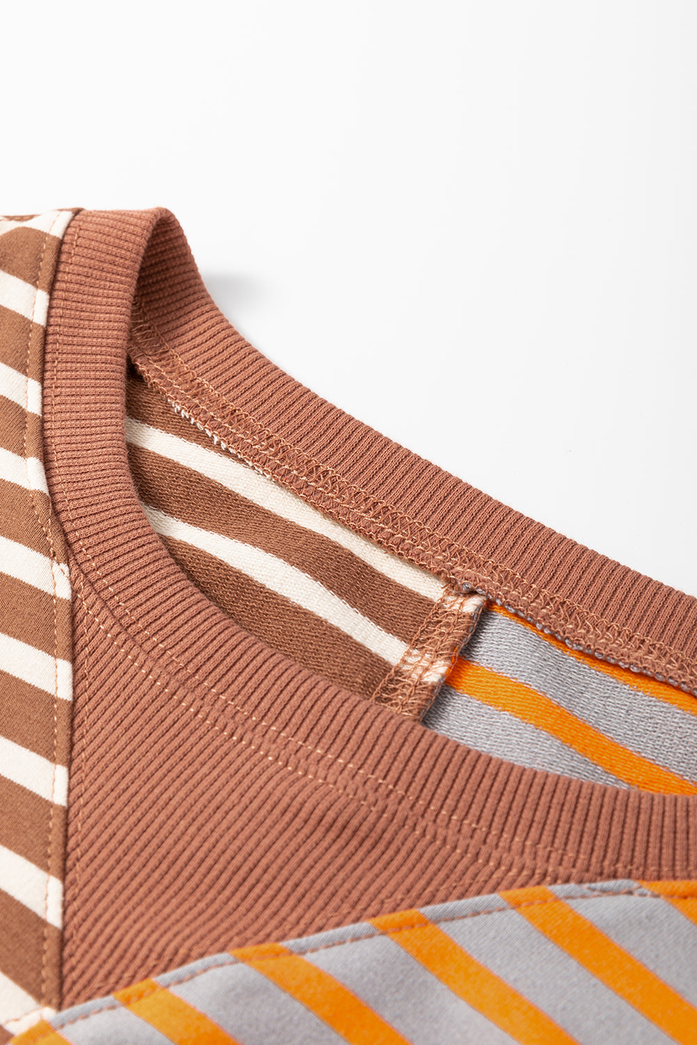 Pink Stripe Casual Stripe Colorblock Drop Shoulder Oversize Sweatshirt