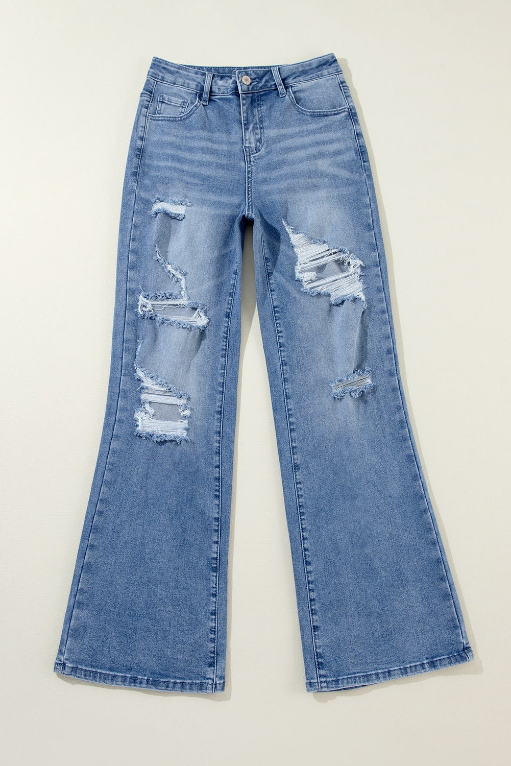 Ashleigh Blue Acid Wash Distressed jeans met hoge taille en wijde pijpen