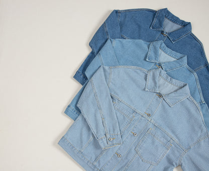 Lichtblauw gewassen oversized denim jack met zakken