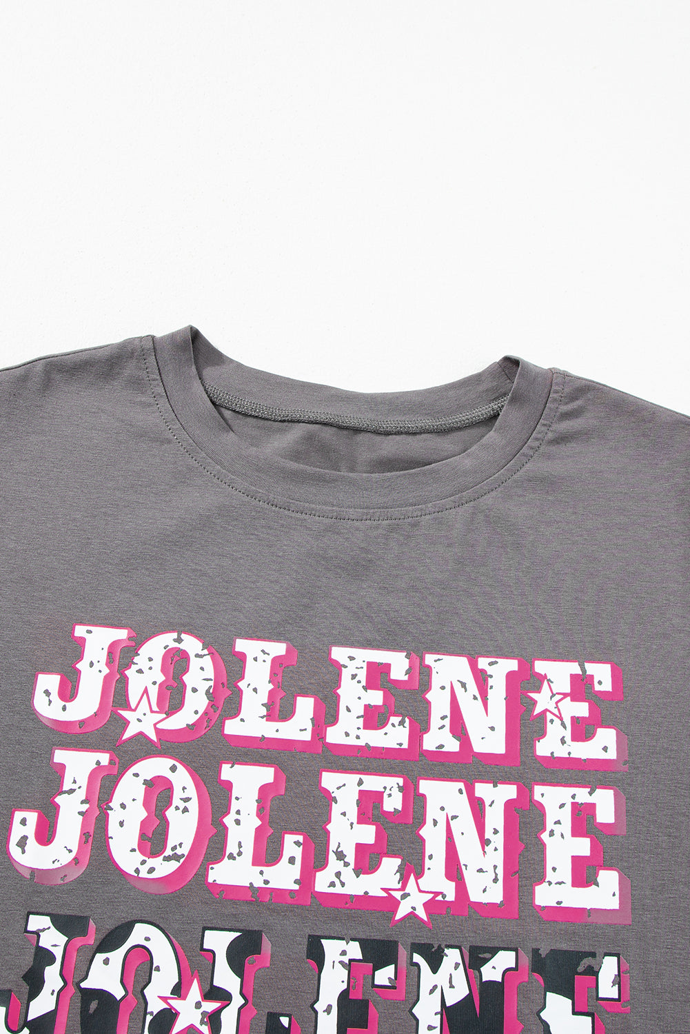 Donkergrijs JOLENE Tuniek-T-shirt met ronde hals en grafische print