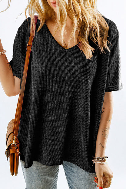 Gray High Low Cuffed Tee