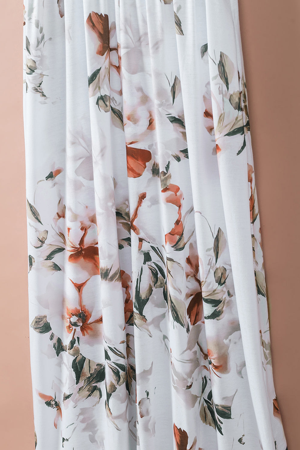 Wit gestreepte mouwloze maxi-jurk met bloemenprint en zak