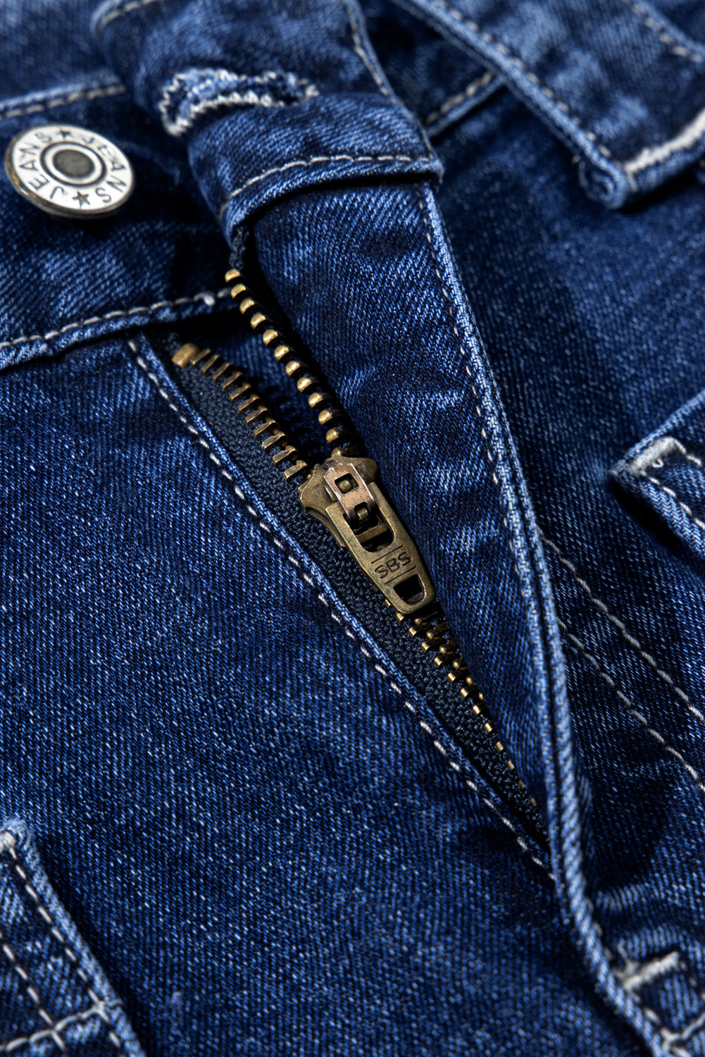 Zeil blauw wide poot pocket hoge taille jeans