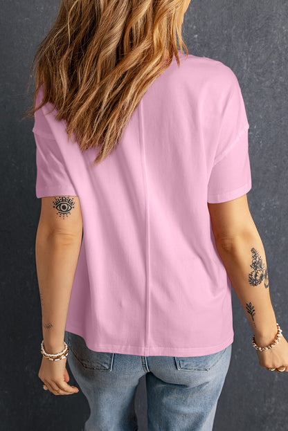 Los T-shirt met roze sterrenpatchwork