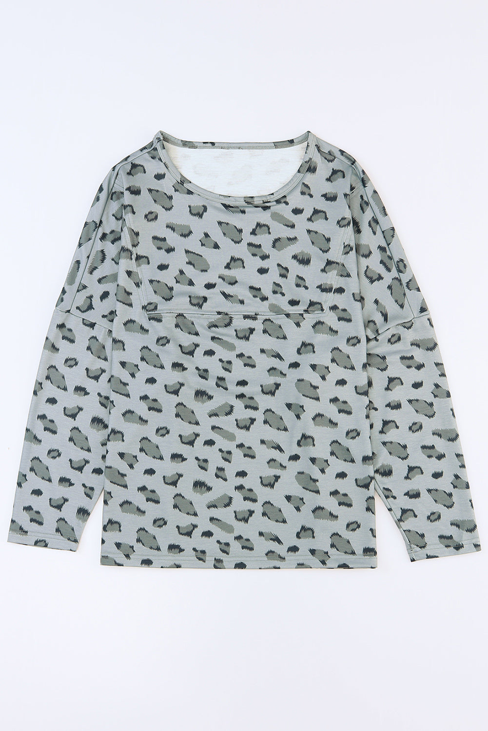 Leopard Animal Print Stitching Loose Long Sleeve Top