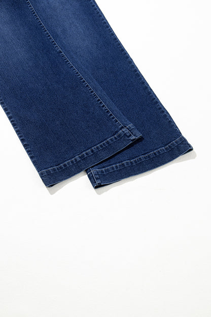 Zeil blauw wide poot pocket hoge taille jeans