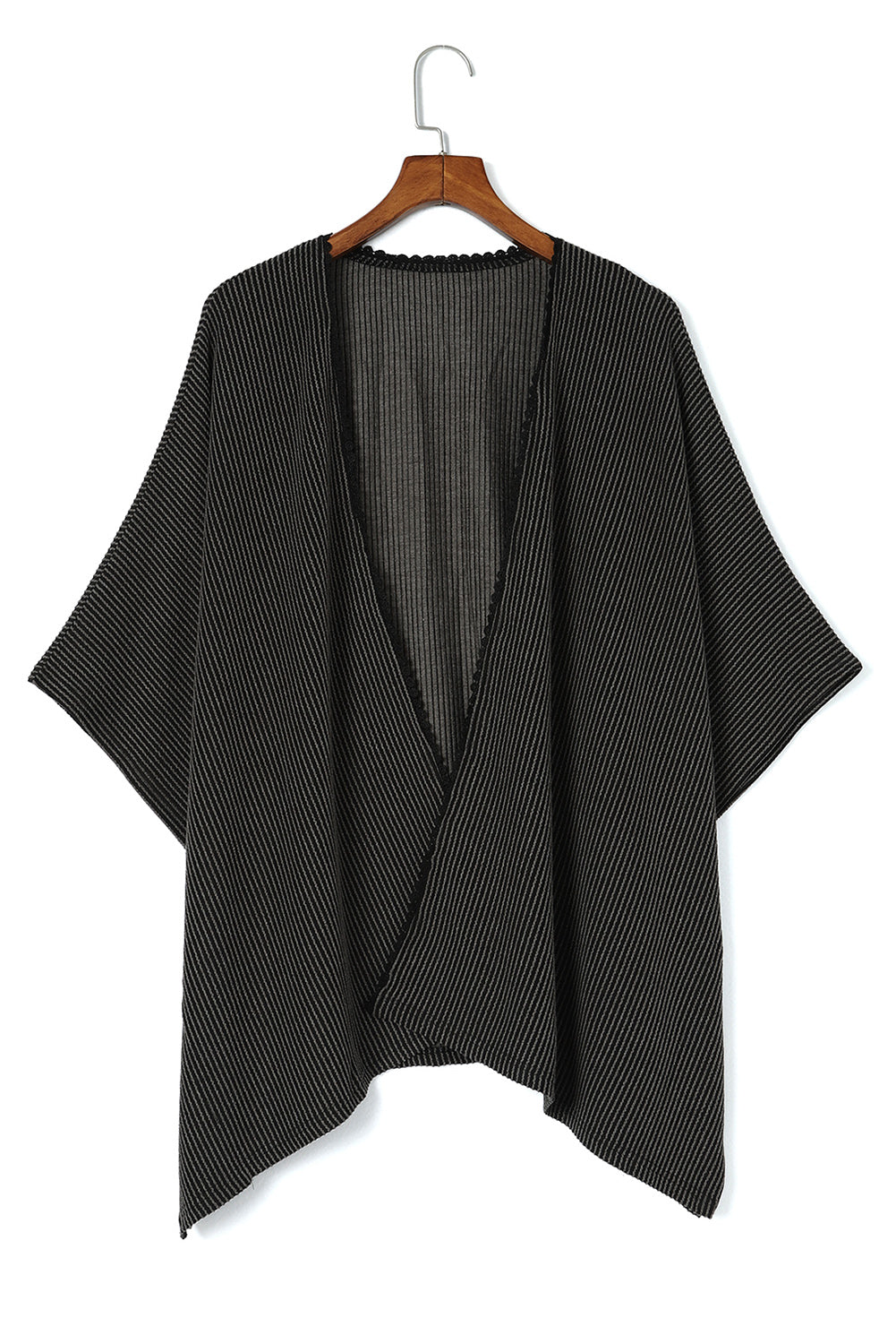 Zwarte oversized kimono met kanten rand