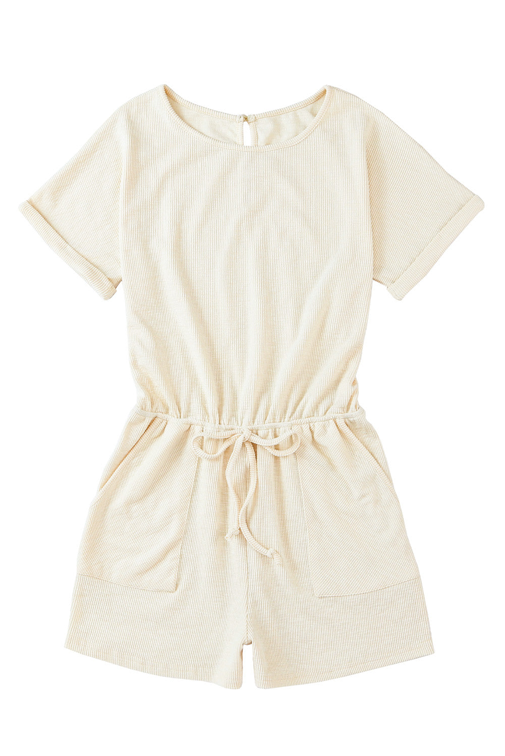 Beige geribbelde romper met elastische taille