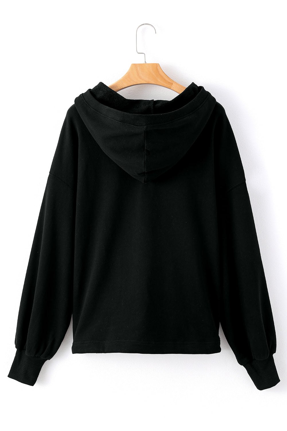 Zwarte massieve kangoeroe -zak half ritssluiting oversized hoodie