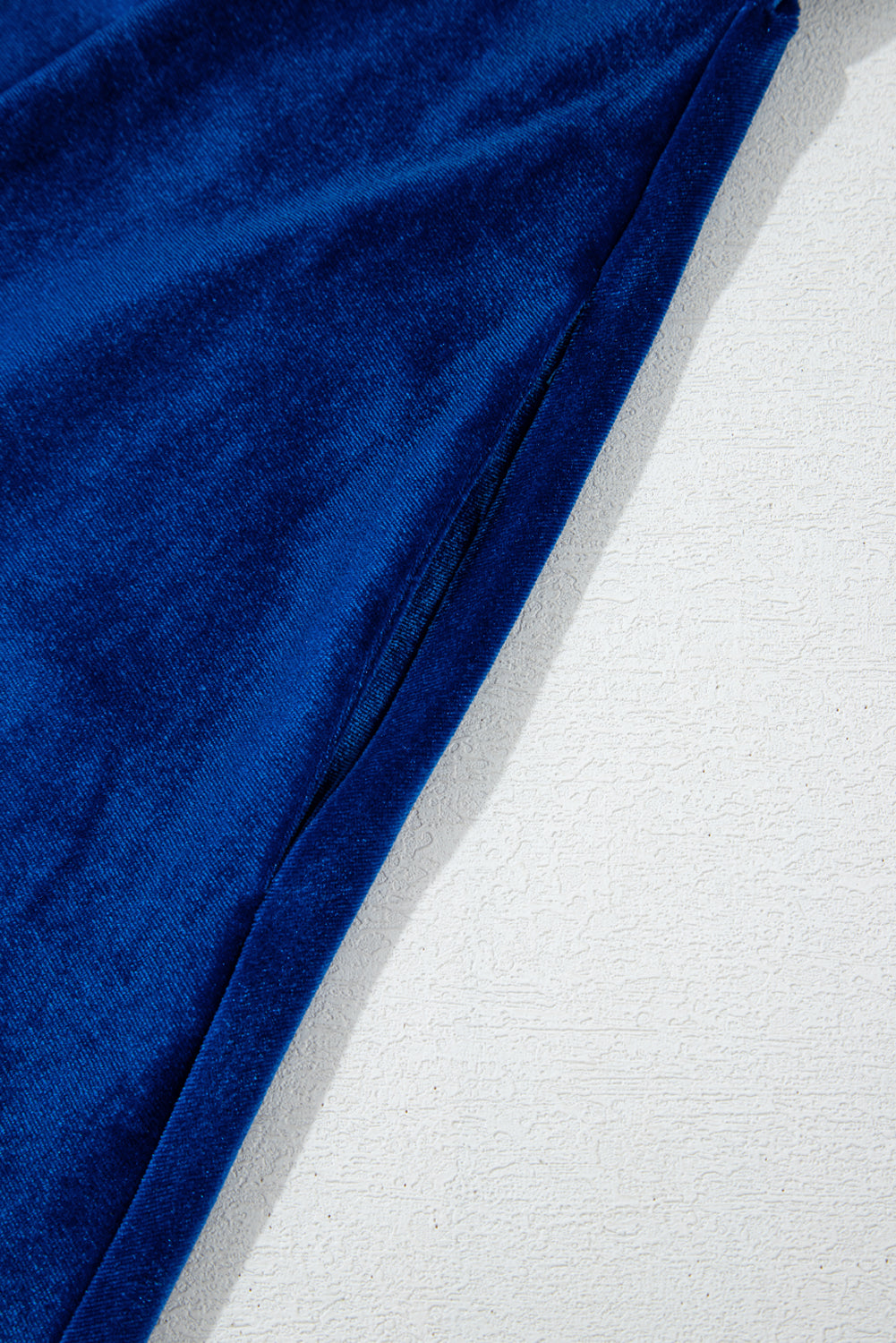 Sail Blue Velvet Gerimpelde Mini-jurk met Korte Mouwen en Zakken