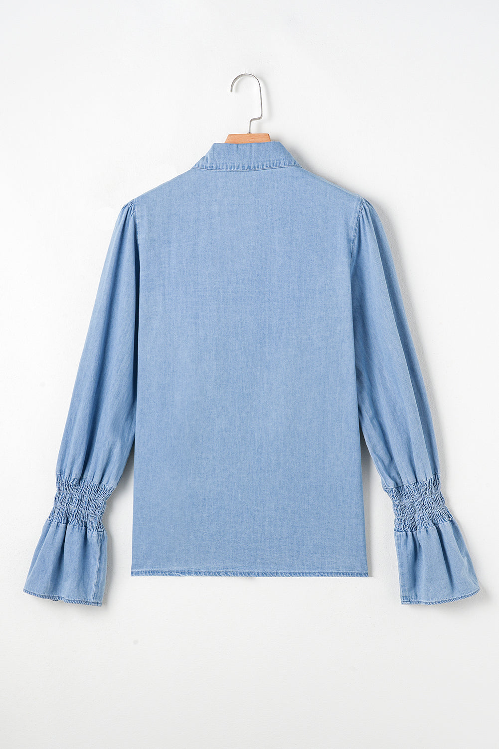 Myosotis Chambray overhemd met ruches en gesmokte manchetten