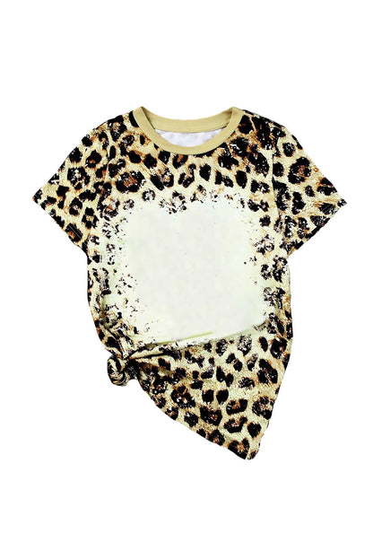 Leopard Bleached O-neck T Shirt