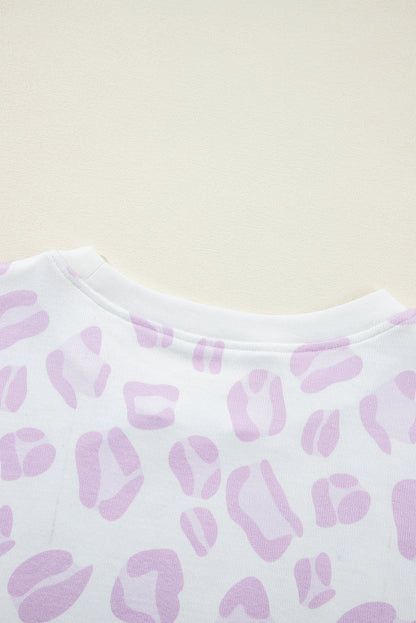 Roze trui en short met dierenprint en loungewear met luipaardmotief