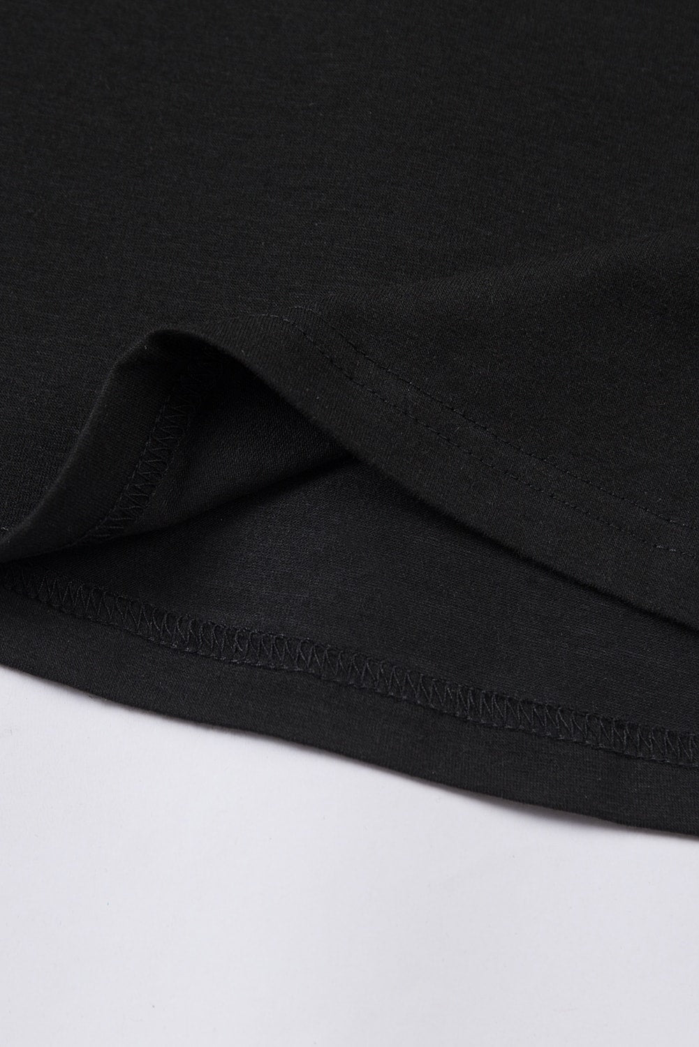 Black Solid Color Crew Neck Tee