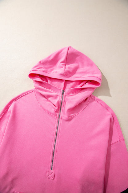 Zwarte massieve kangoeroe -zak half ritssluiting oversized hoodie