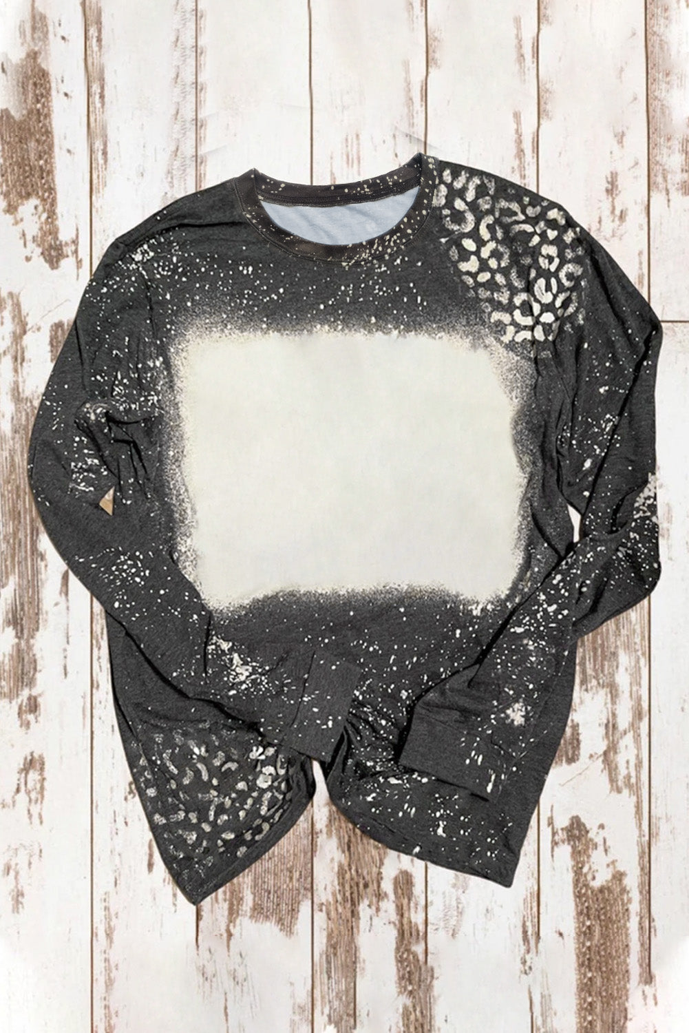 Black Retro Bleached Leopard Spot Pullover