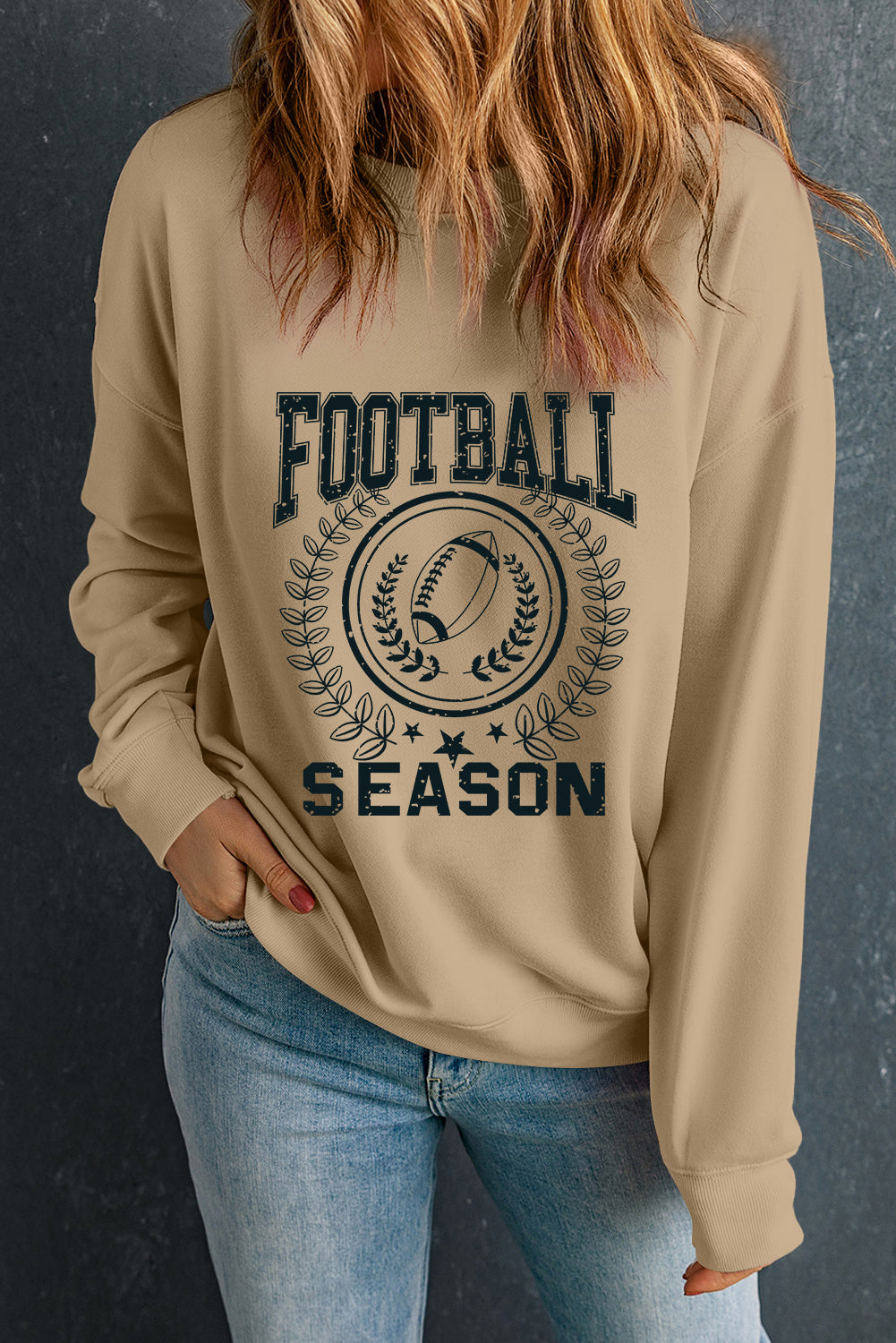 Khaki Rugby VOETBAL SEIZOEN Grafische Game Day Sweatshirt