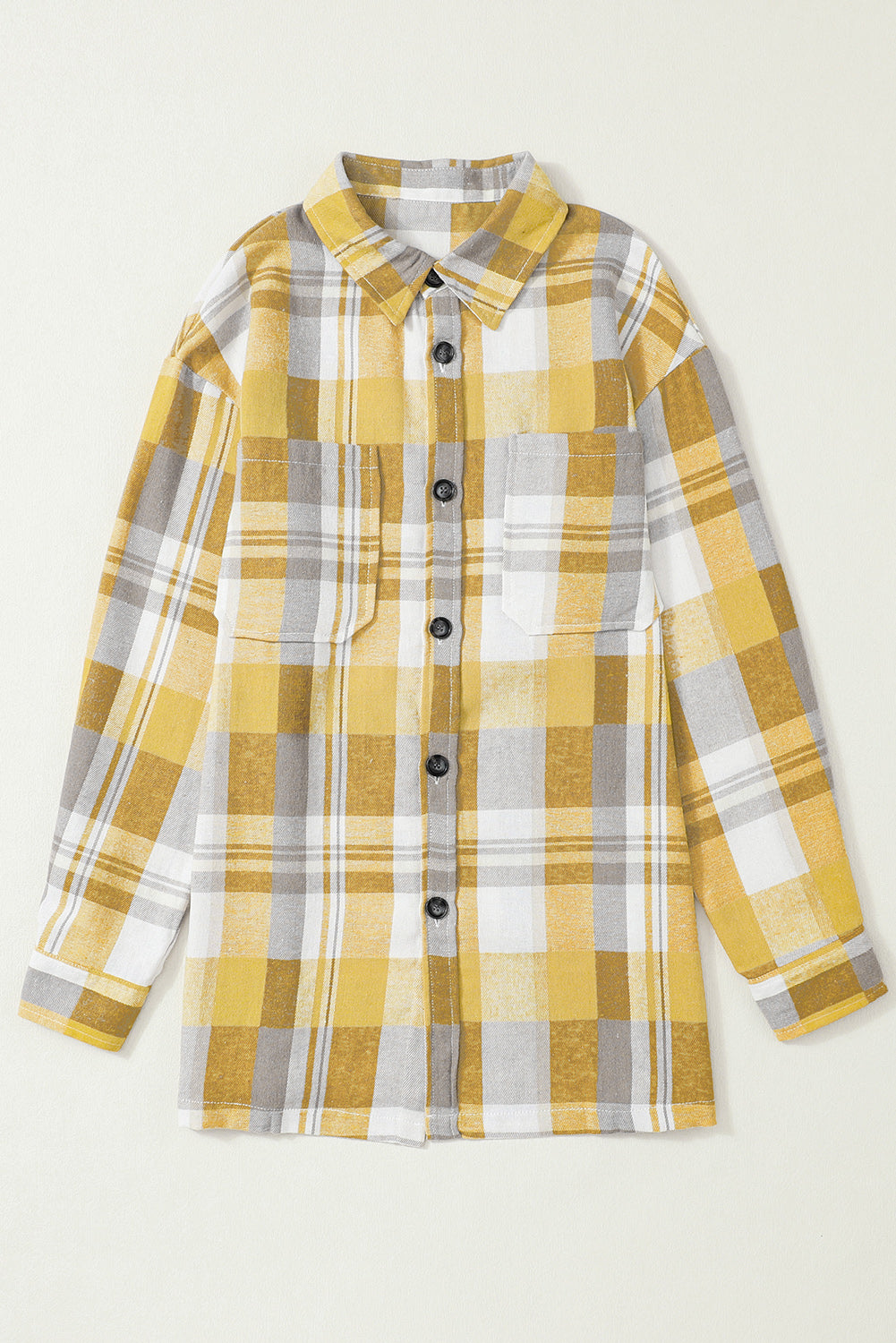 Yellow Plaid Button Up Patch Pocket Shirt