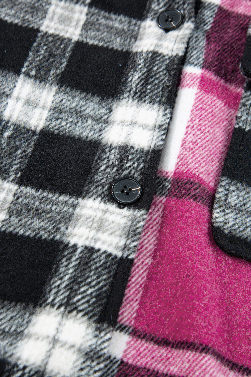 Black Plaid Colorblock Loose Shacket