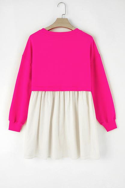 Roze rode sweatshirt poplin mini-jurk