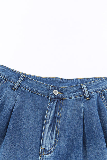 Blauwe slouchy jeans met wijde pijpen