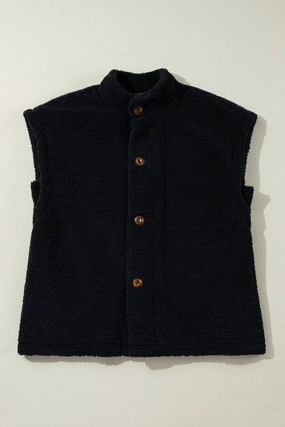 Zwarte Sherpa Stand Collar Jacket Vest