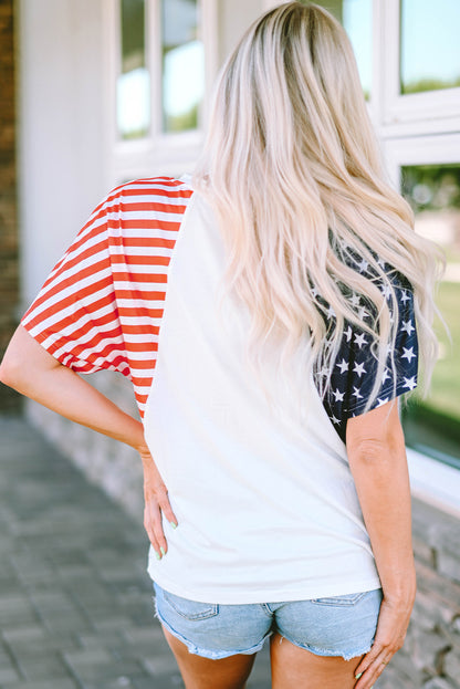 Wit het Amerikaanse Stars and Stripes T-shirt met V-hals