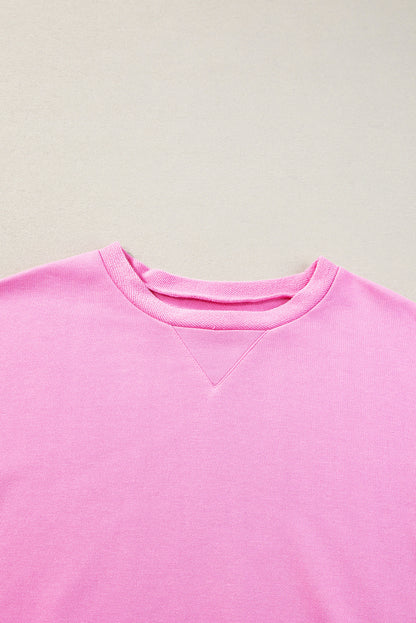 Pink Candy Colorblock French Terry Top