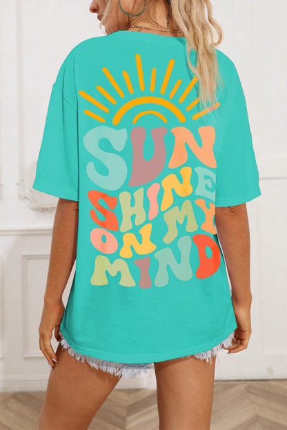 Mintgroen SUNSHINE ON MY MIND grafisch T-shirt