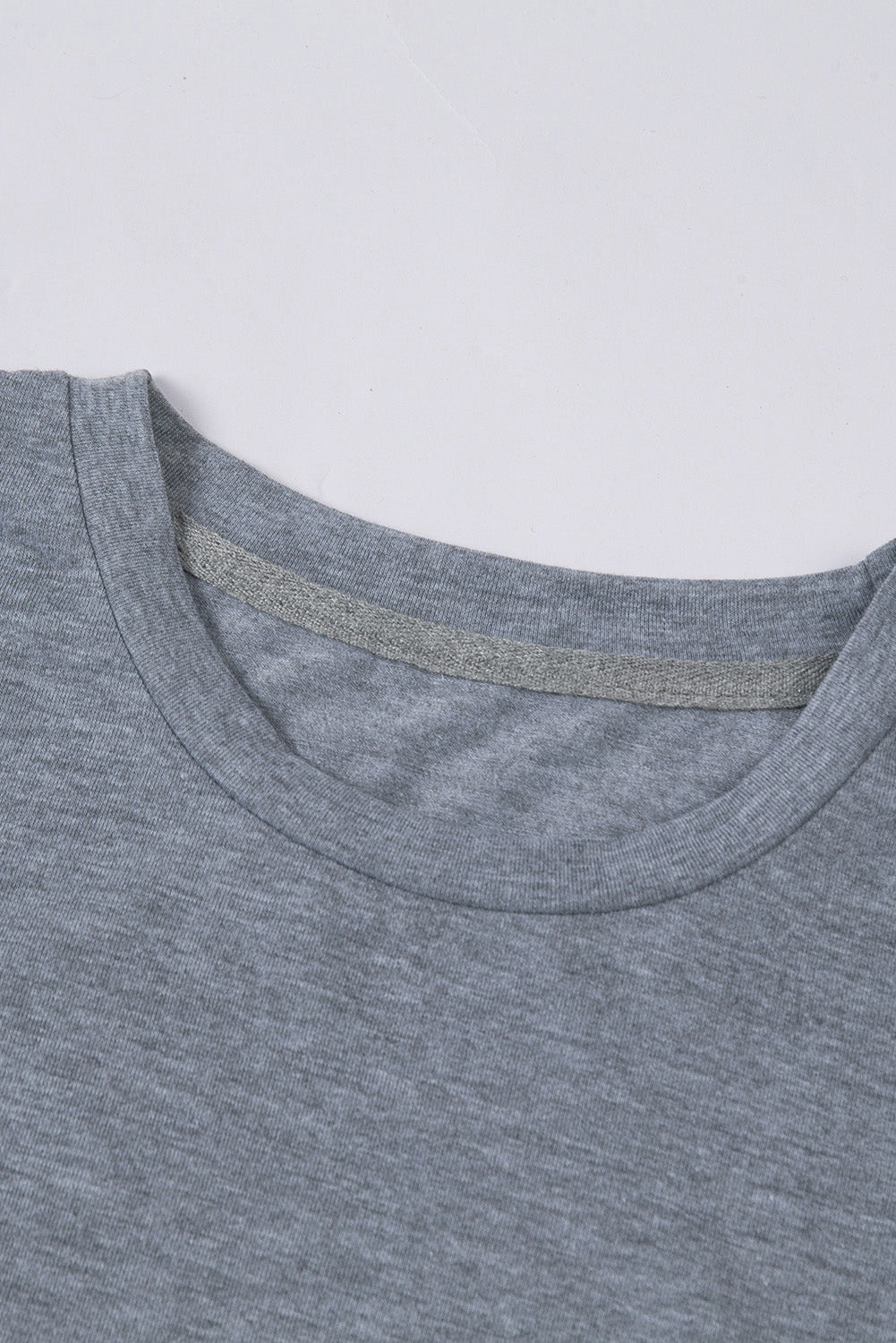 Gray Solid Color Crew Neck Tee