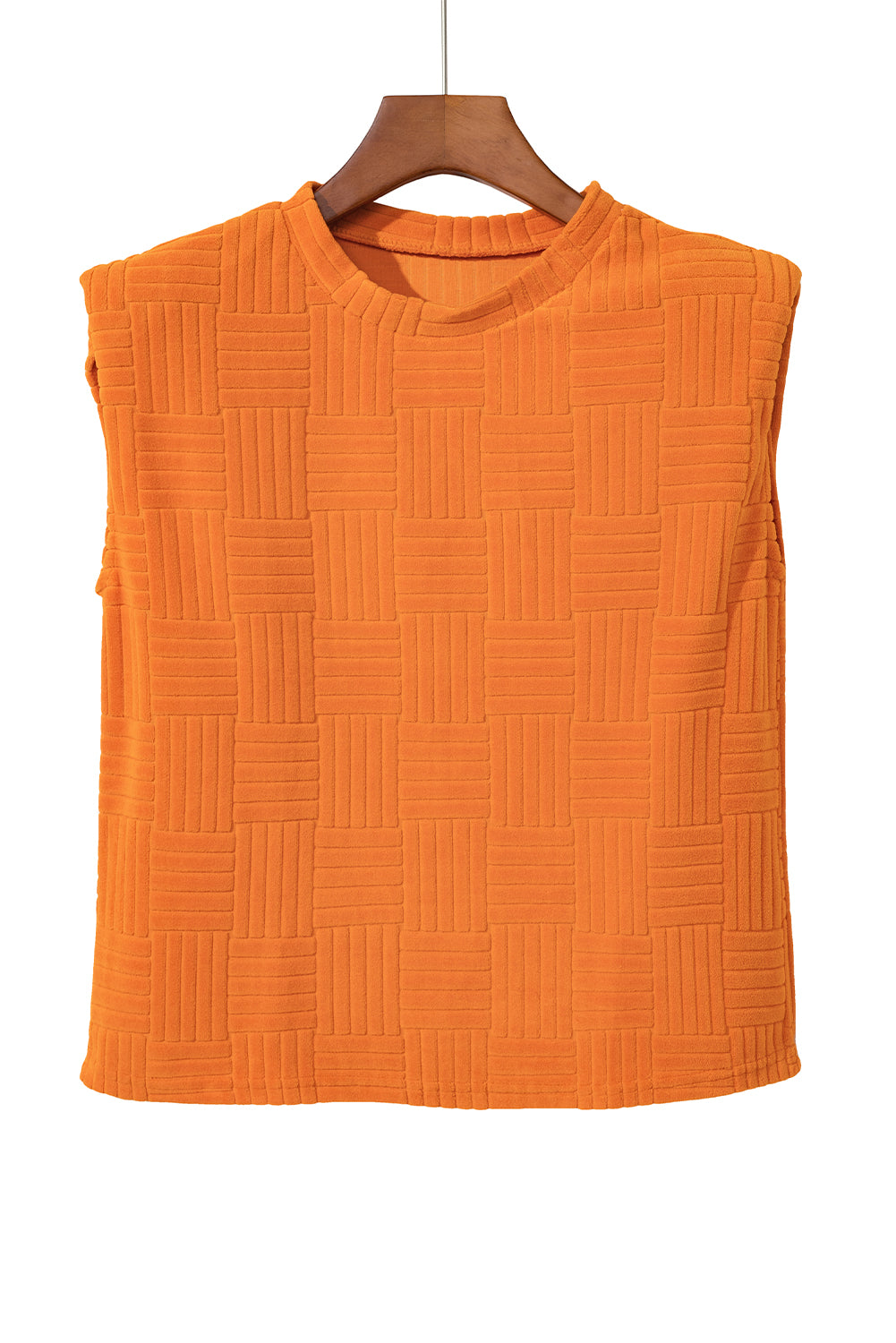 Oranje getextureerde tanktop en broek met wijde pijpen