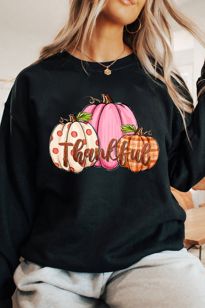 Zwarte pompoen dankbaar druppel schouder Thanksgiving pullover sweatshirt