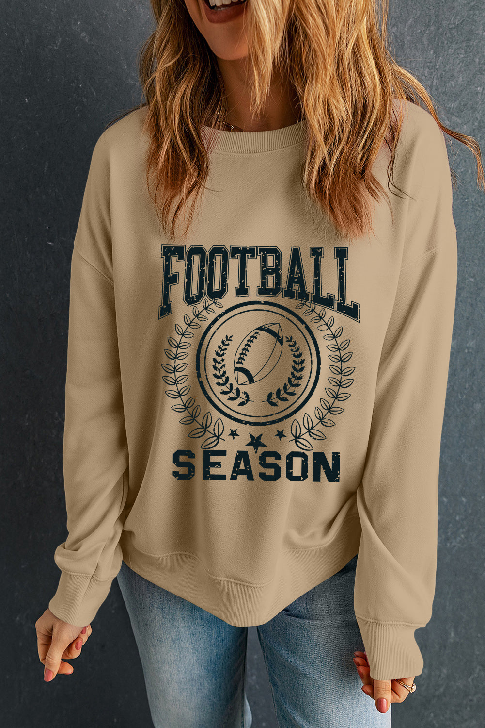 Khaki Rugby VOETBAL SEIZOEN Grafische Game Day Sweatshirt