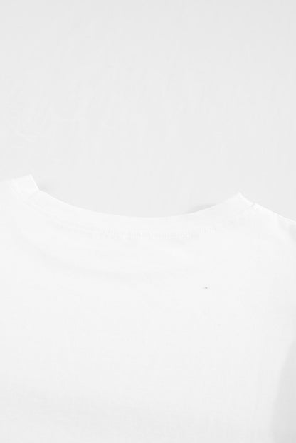 White Hollow Out Ruffle Sleeve T-shirt