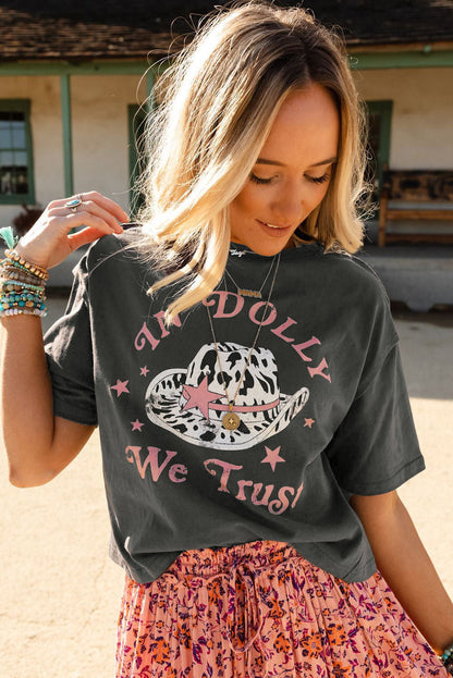 Grijs WIJ VERTROUWEN IN DOLLY Western Fashion grafisch T-shirt