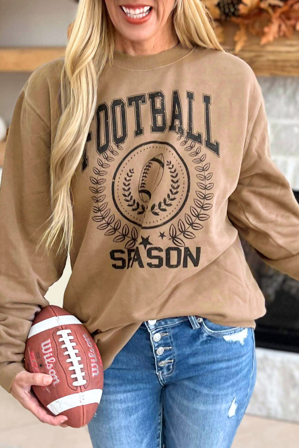 Khaki Rugby VOETBAL SEIZOEN Grafische Game Day Sweatshirt