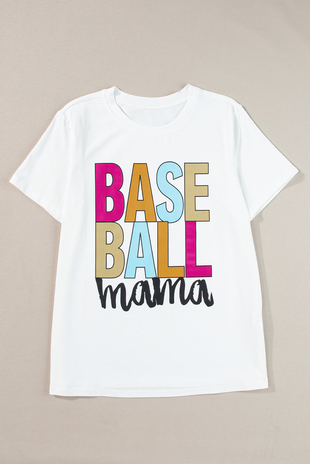 Wit Baseball Mama Multi Color Grafisch T-shirt