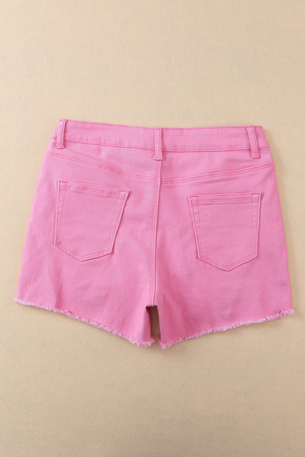 Rose effen kleur noodlijdende denim shorts