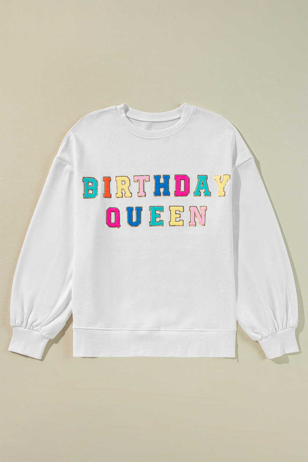 Witte verjaardagskoningin grafische ballon mouw sweatshirt