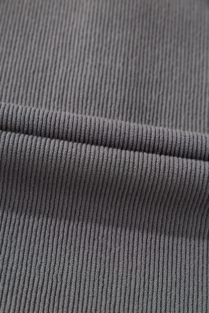 Carbon Grey Textured Contrast Stitching Henley Top