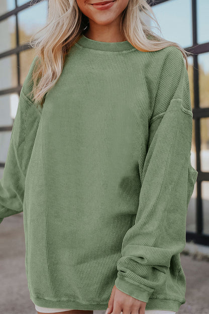 Grasgroen geribbeld corduroy oversized sweatshirt