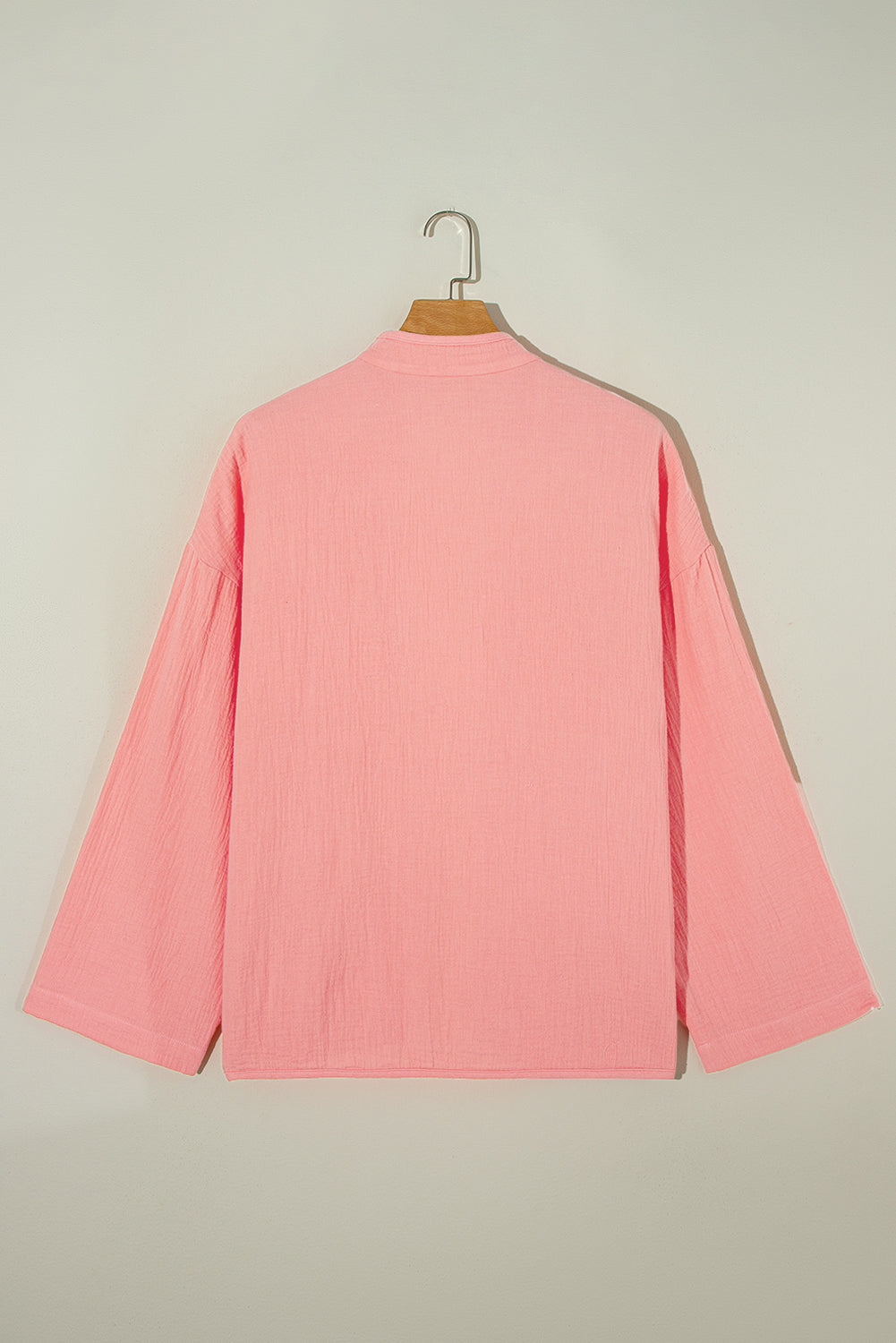 Flamingo Plus-maat effen kleur borstzakken gekreukelde blouse