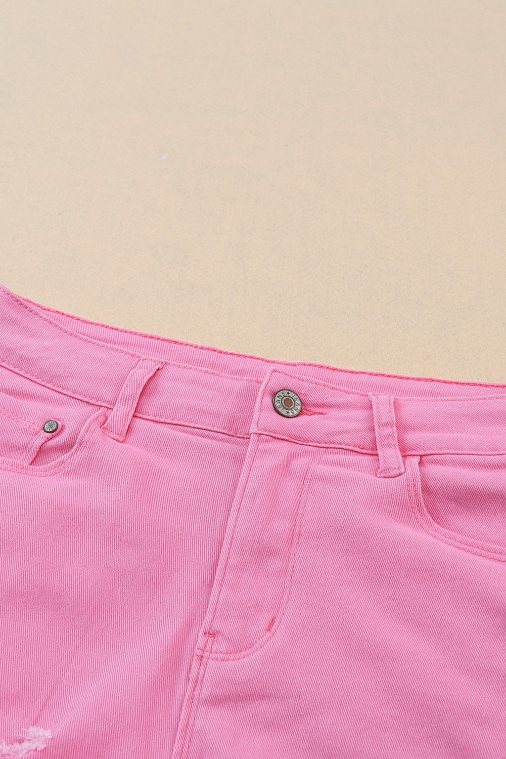 Rose effen kleur noodlijdende denim shorts