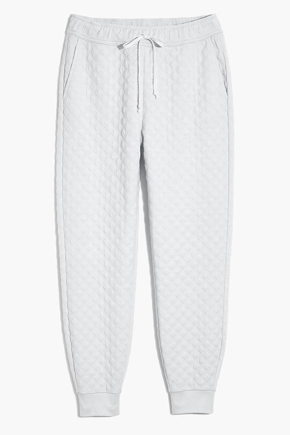 Witte gewatteerde tweedelige set met capuchon en joggingbroek