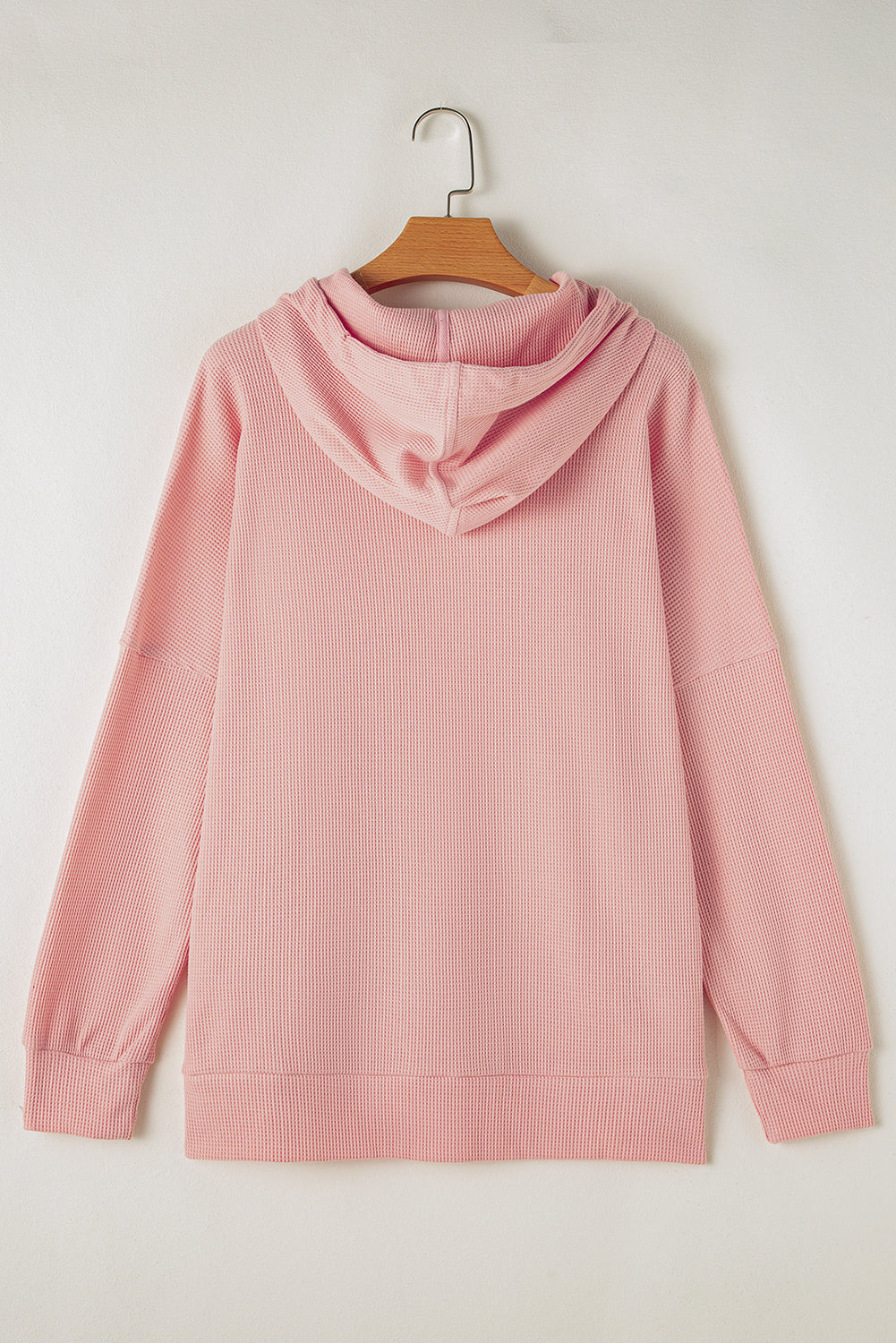 Grijze wafel gebreide fleece gevoerde high low oversized hoodie