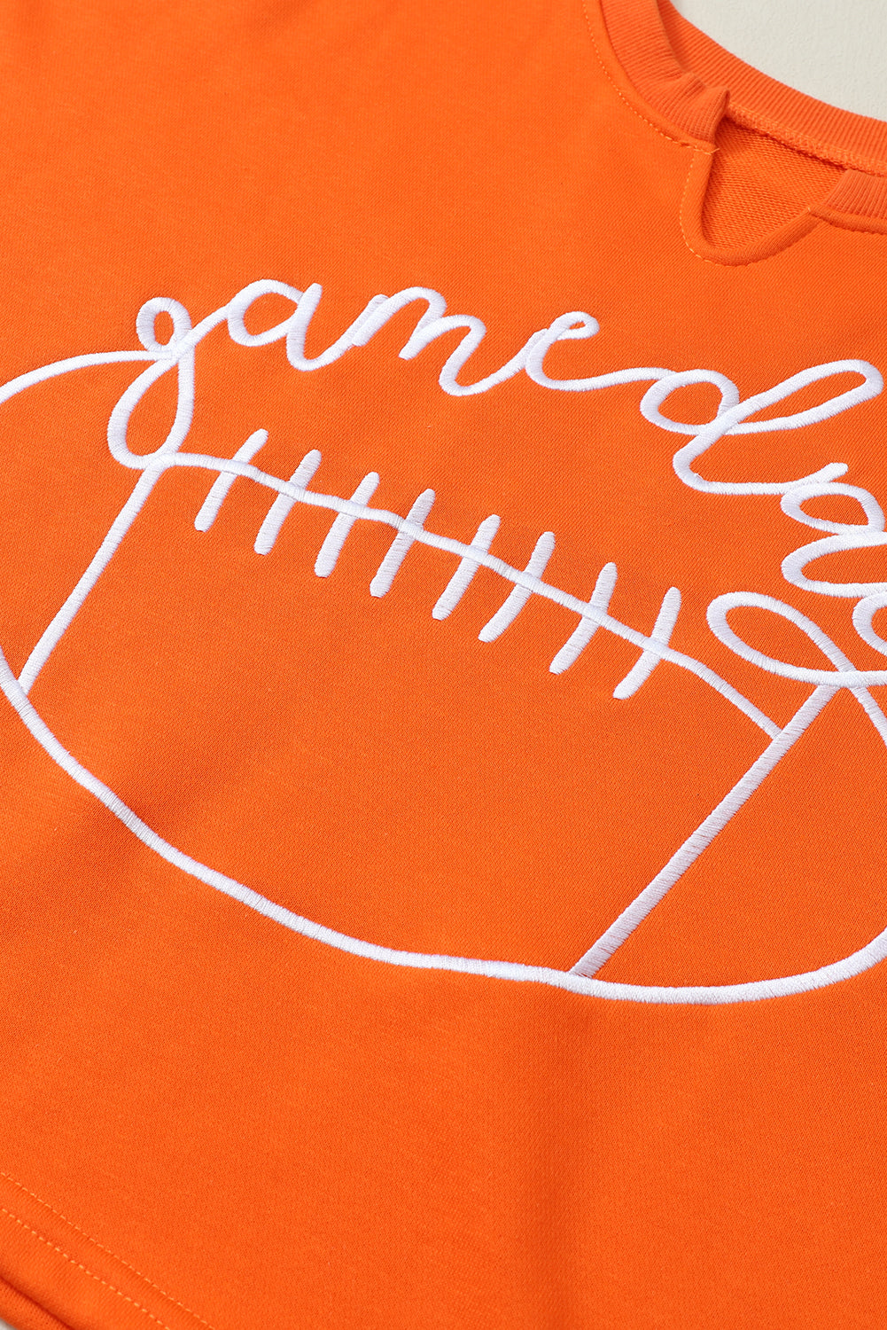 Oranje Game Day-sweatshirt met rugbyvoetbal en ingekerfde hals