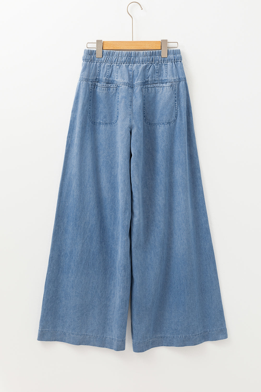 Beau Blue Mineral Wash Button Fly Taille Wide Leg Jeans