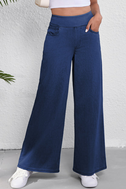 Zeil blauw medium was het rechte been losse casual jeans