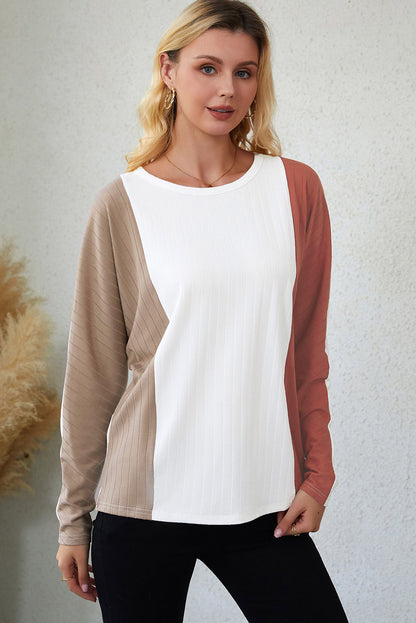 Abrikoos Colorblock Dolman gebreide top